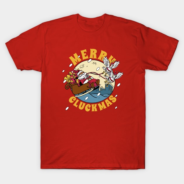 Merry Cluckmas // Funny Christmas Chickens & Santa T-Shirt by SLAG_Creative